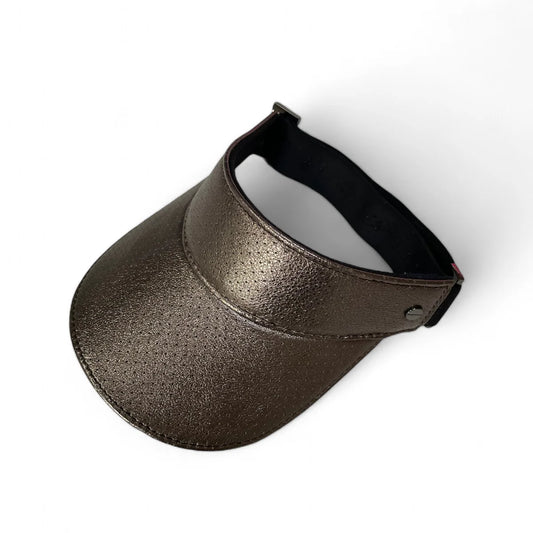 The Leather Visor-Pewter Shimmer & Gunmetal