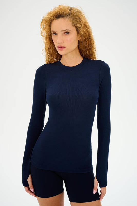 Louise Rib Long Sleeve- indigo