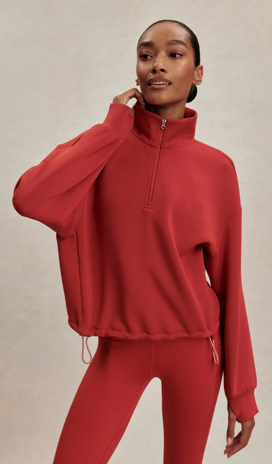 Sian Cropped Half-Zip Midlayer- Lava Falls