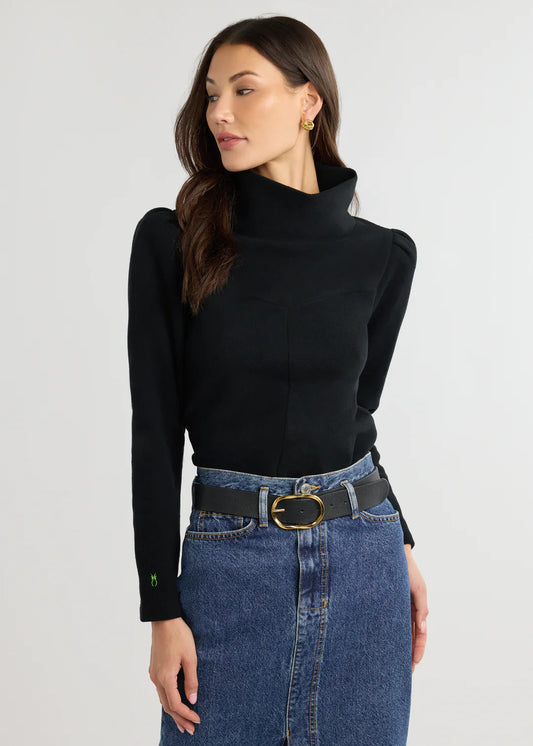 Camilla Puff Sleeve Turtleneck- Black