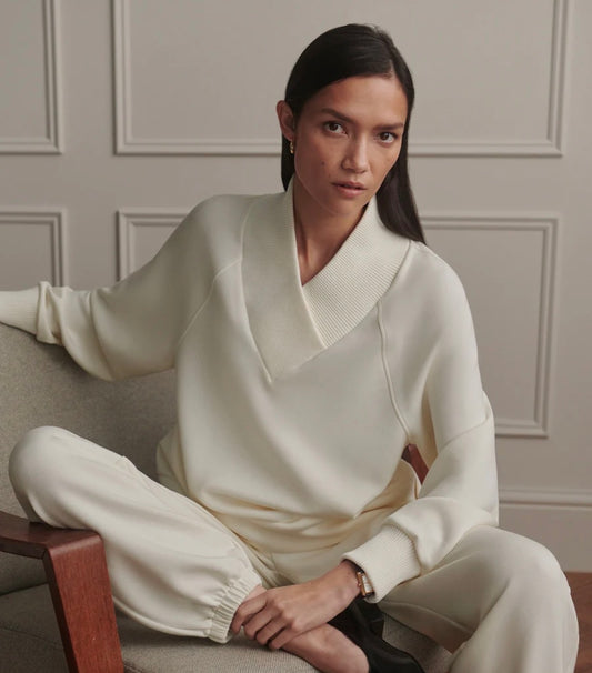 Macie Zip-Hem Sweater- Pristine