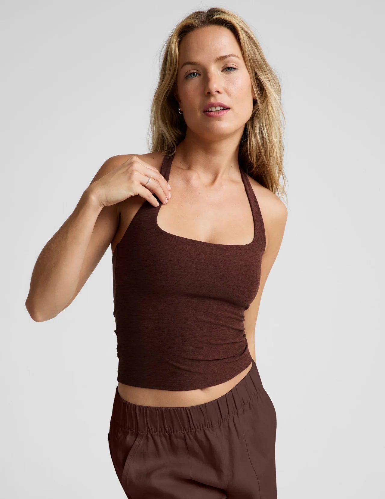 Spacedye™ Square Halter Tank- iced mocha