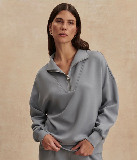 Hawley Half- Zip Sweat- Wind Blue