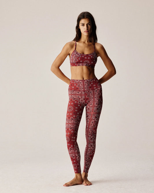 Yoga Leggings- Burgundy Bandana