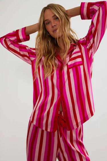 Livy Top & Connie Pant Pajama Set- pink & red stripe
