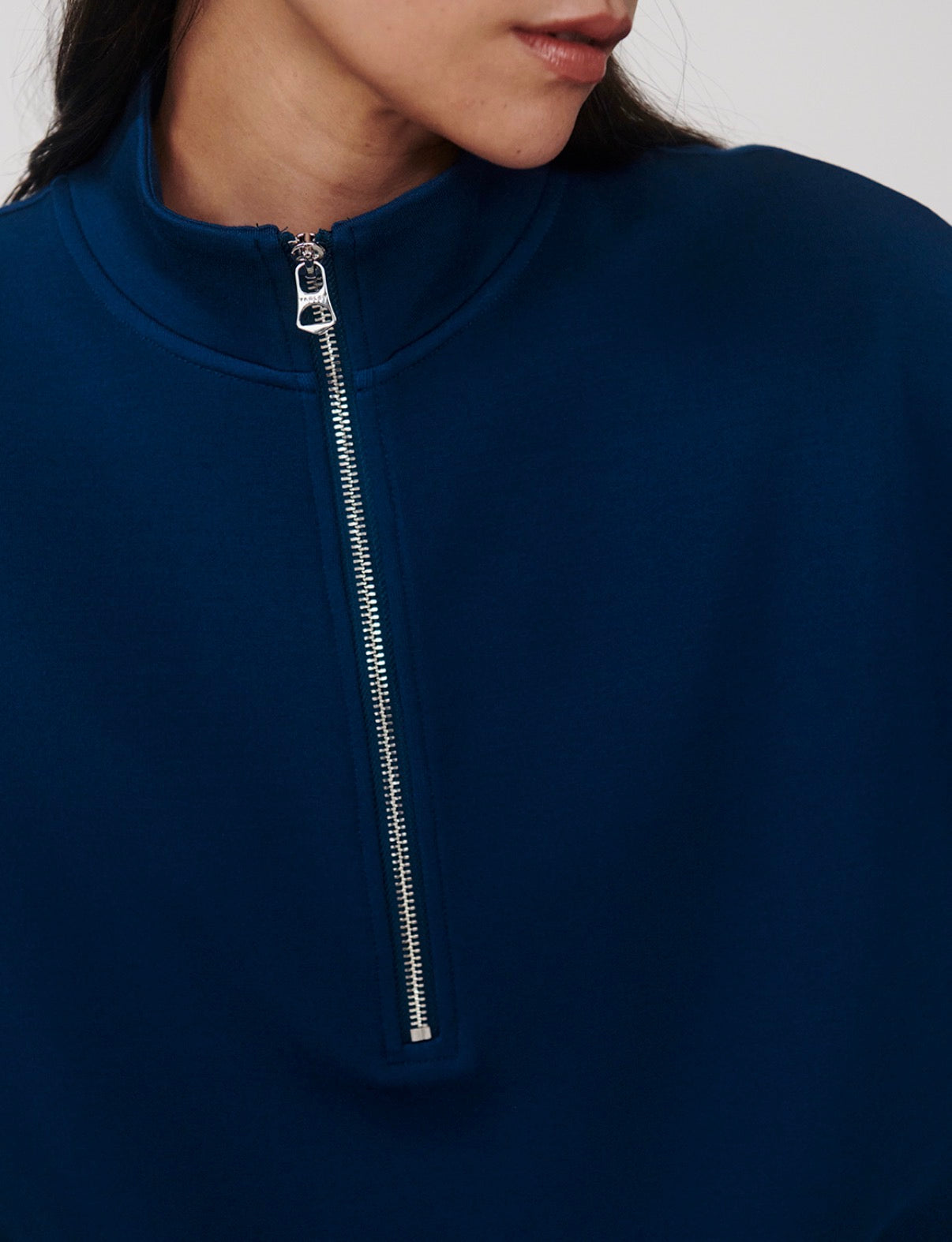 Mavis Mock Neck Sweat- Sea Blue