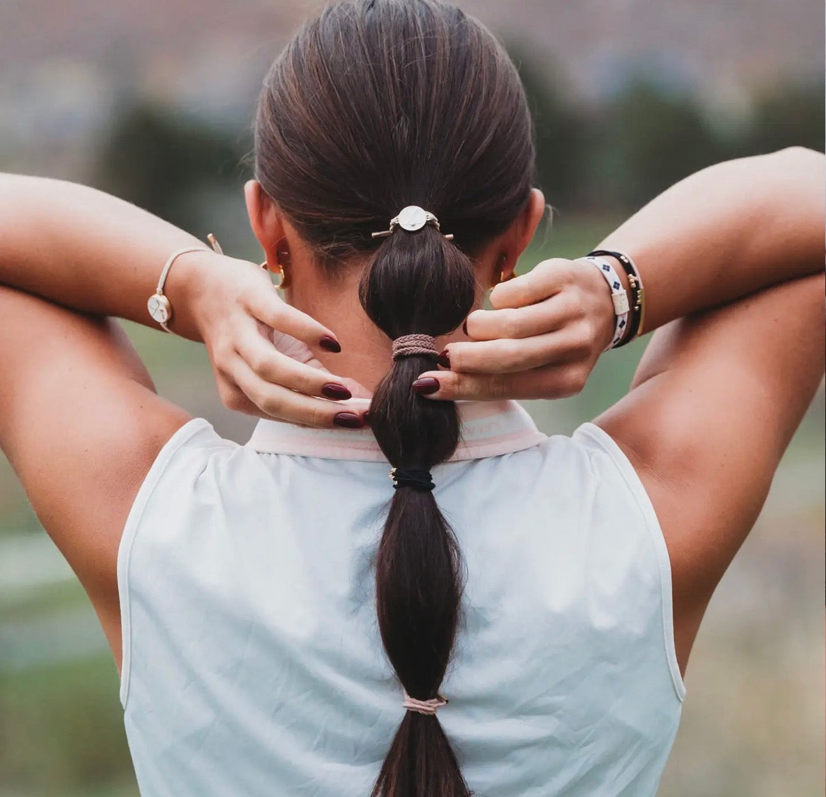 "Drive" Black and Cream Hair Tie Bracelets with Removable Ball Marker
