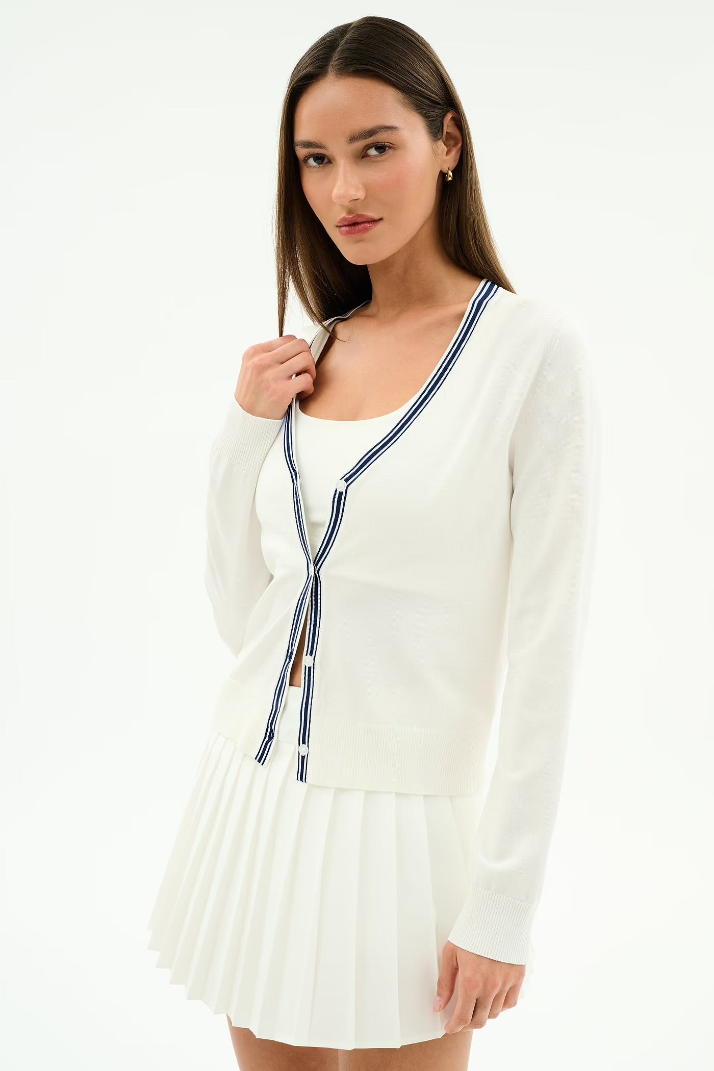 Bekah Knit Cardigan- white/indigo