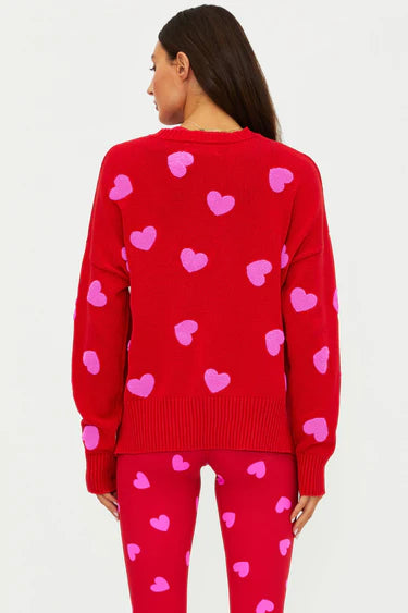 Callie Sweater Royal Red Hearts