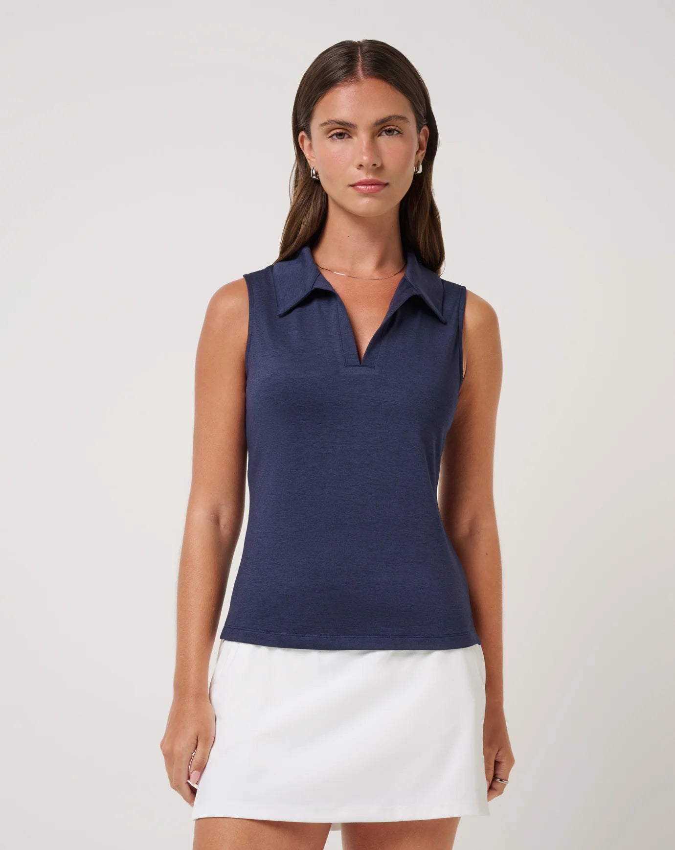Skyloft Light Sleevless Polo- navy blazer
