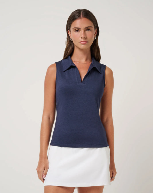 Skyloft Light Sleevless Polo- navy blazer