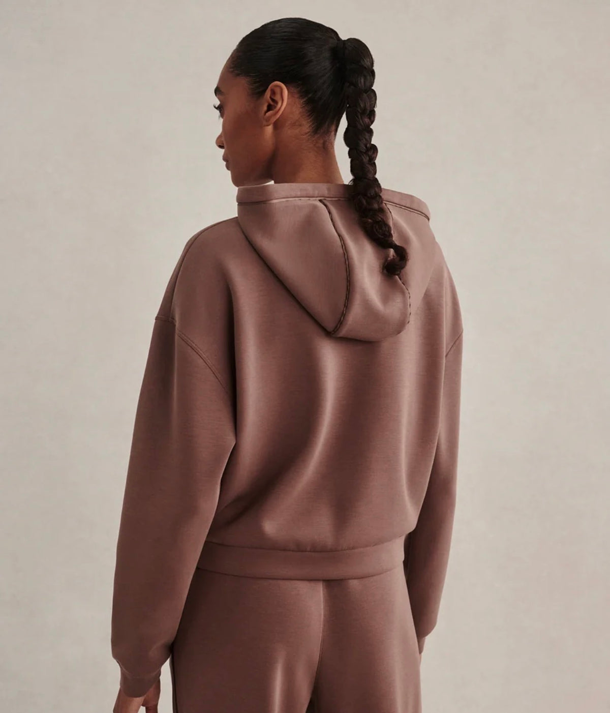 Jorgie Zip-Through Hoodie-Coffee Quartz