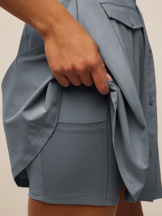 Phoenix Belted Shirt Dress- Bluestone Grey