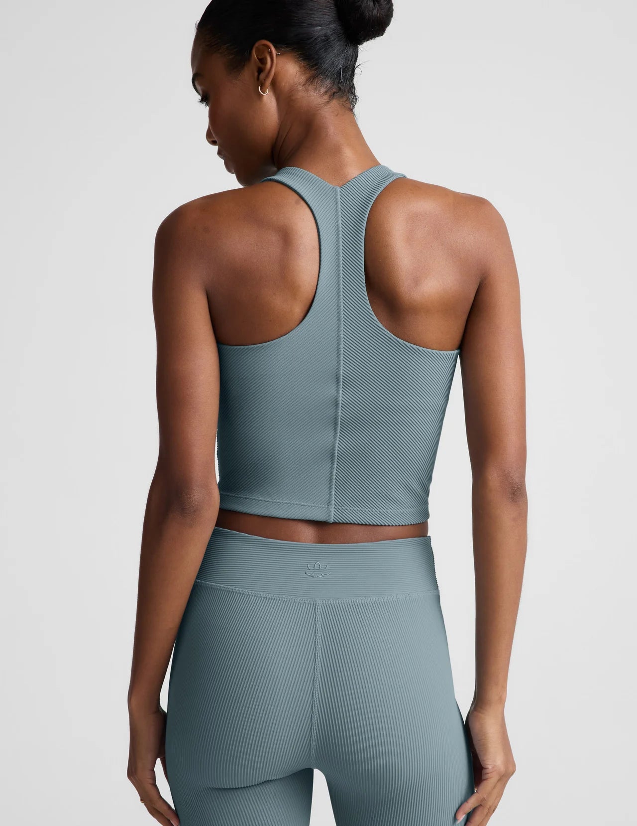 Impulse Ribbed High Neck Tank-Shaken Blue
