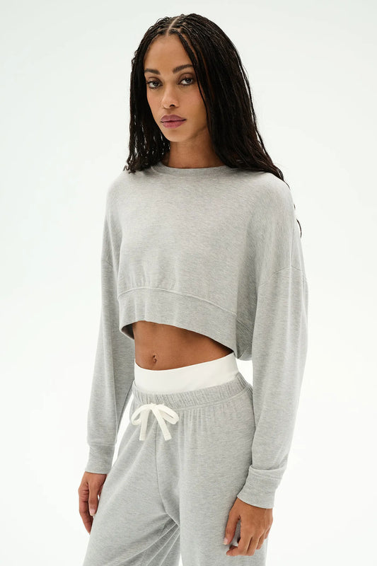 Noah Fleece Crop Sweatshirt- Heather grey