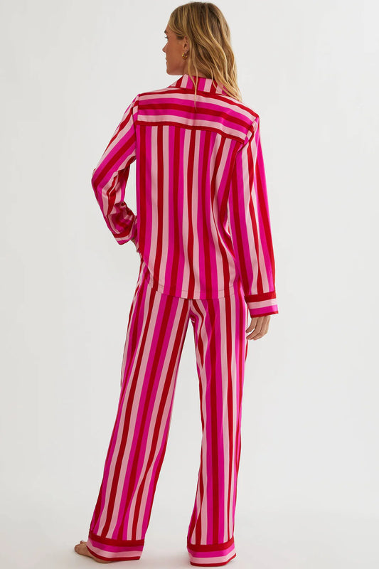 Livy Top & Connie Pant Pajama Set- pink & red stripe