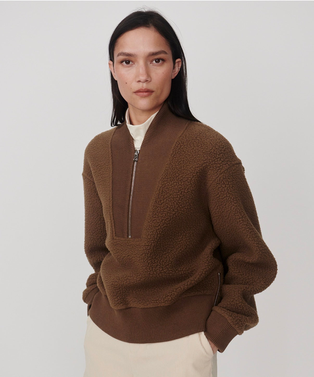 Mumford Half-Zip Fleece- teak olive