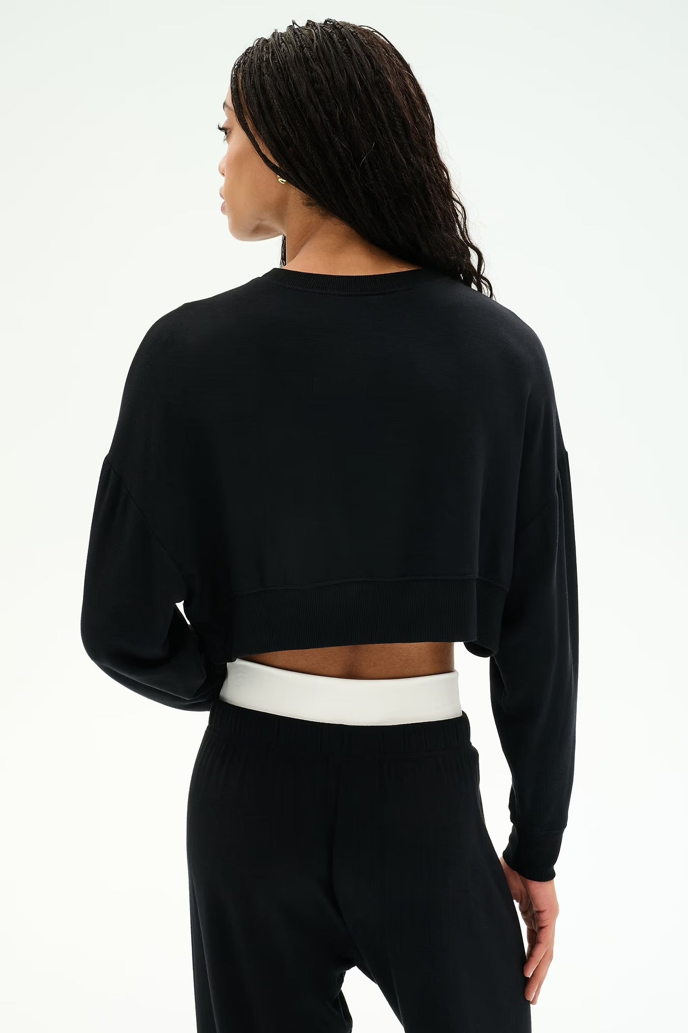 Noah Fleece Crop Sweatshirt- black/white