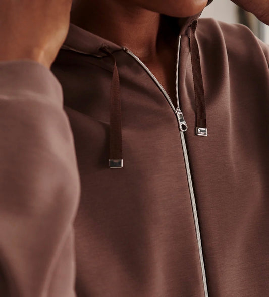 Jorgie Zip-Through Hoodie-Coffee Quartz