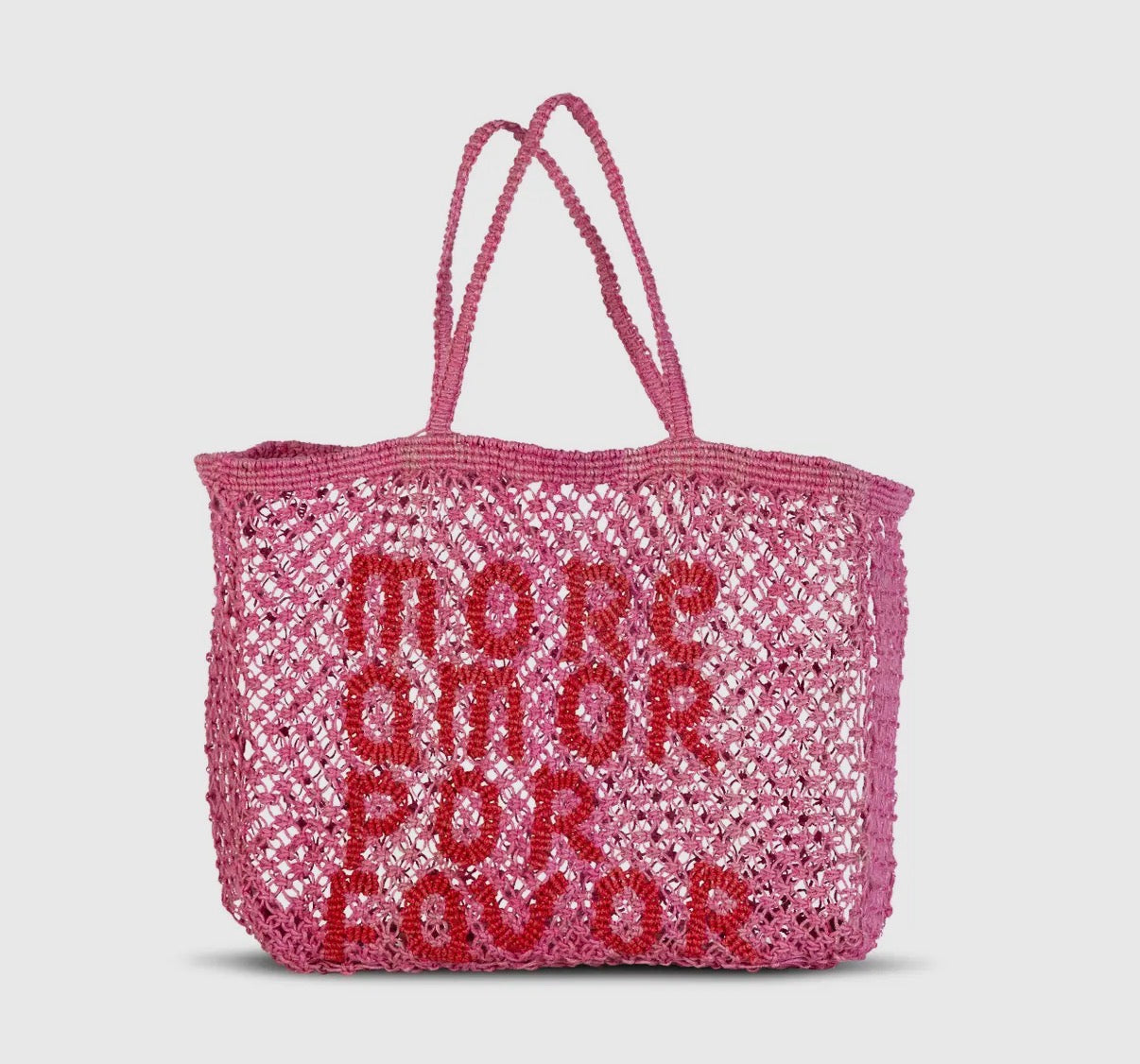 More Amor Por Favor- Woven Jute Tote
