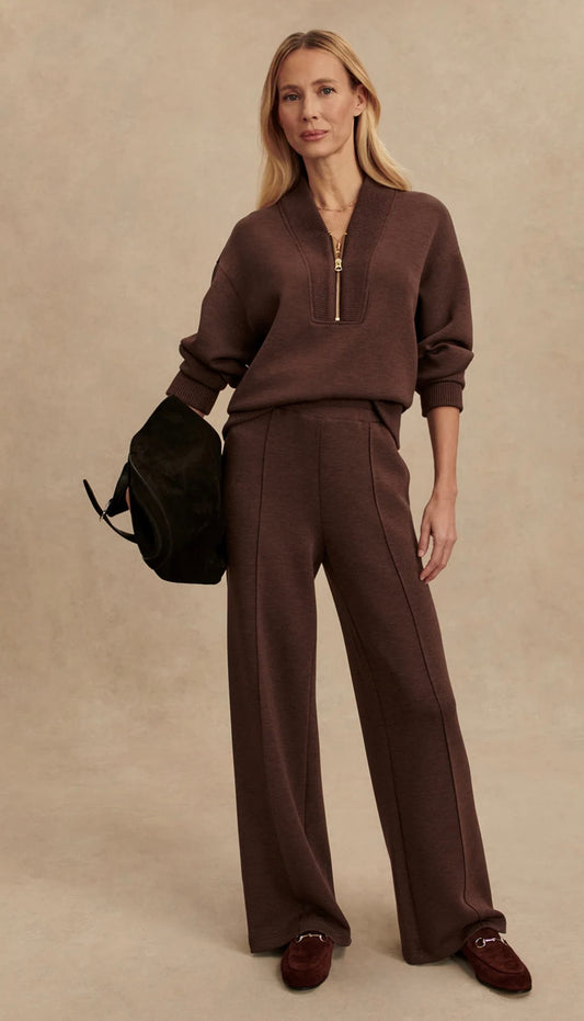 Sally Half-Zip Sweat- coffee bean marl