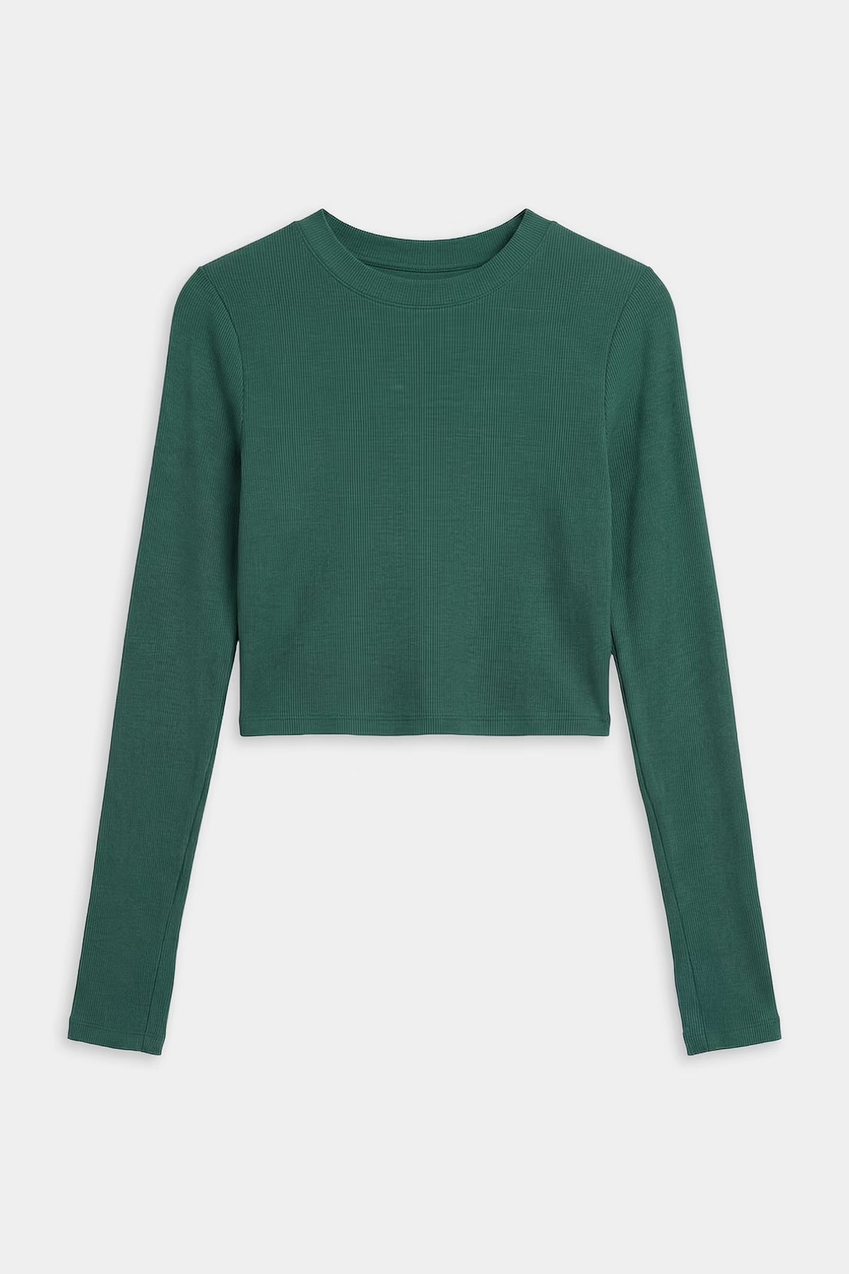 Louise rib long sleeve crop-Arugula