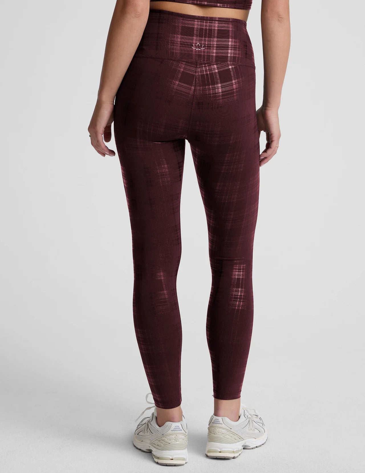 Plaid Foil Burgundy High Waisted Midi Legging