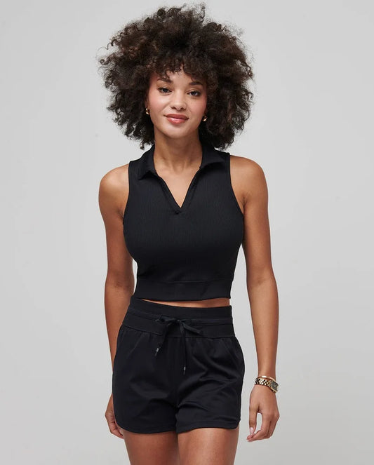 Moveknit V-Neck Sleeveless Polo- Black