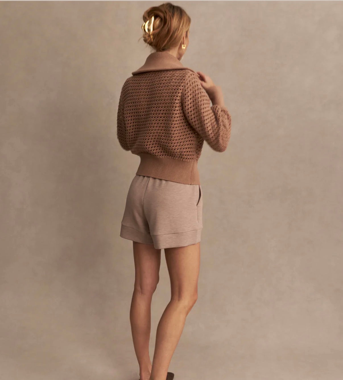 Eloise Zip-Through Knit- Warm Taupe