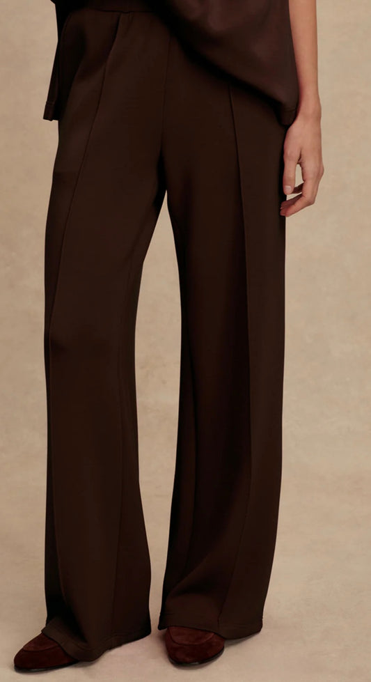 The Wide Leg Pant 30"- coffee bean marl