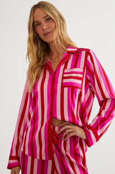 Livy Top & Connie Pant Pajama Set- pink & red stripe