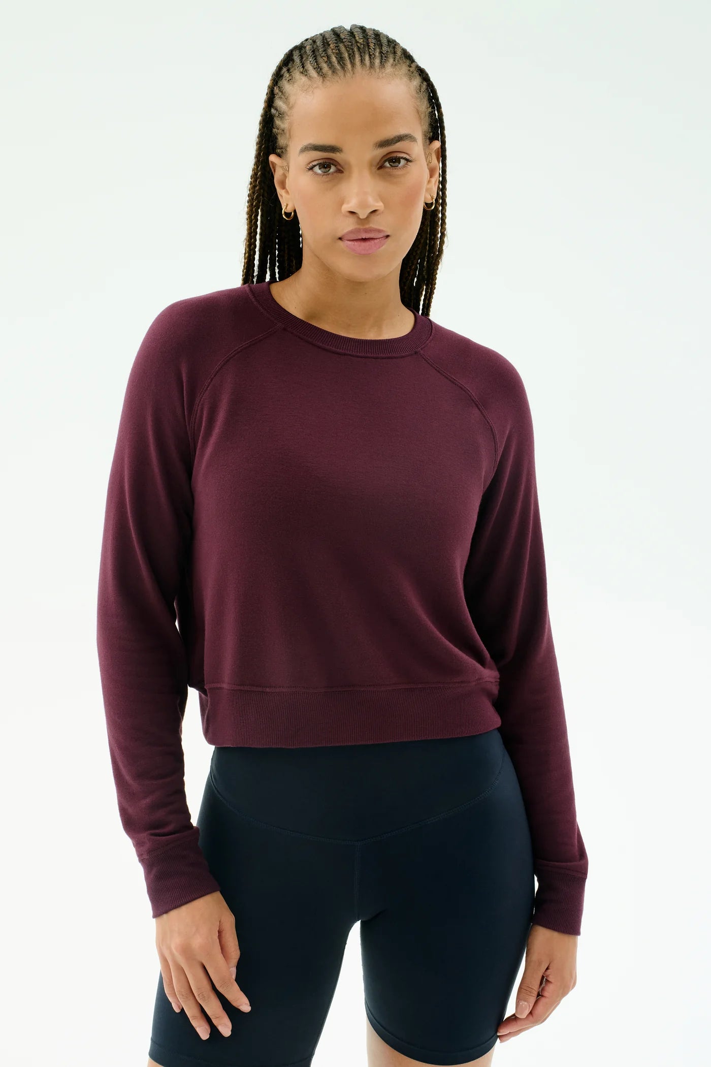 Brooks Fleece Long Sleeve Sweatshirt- dark cherry