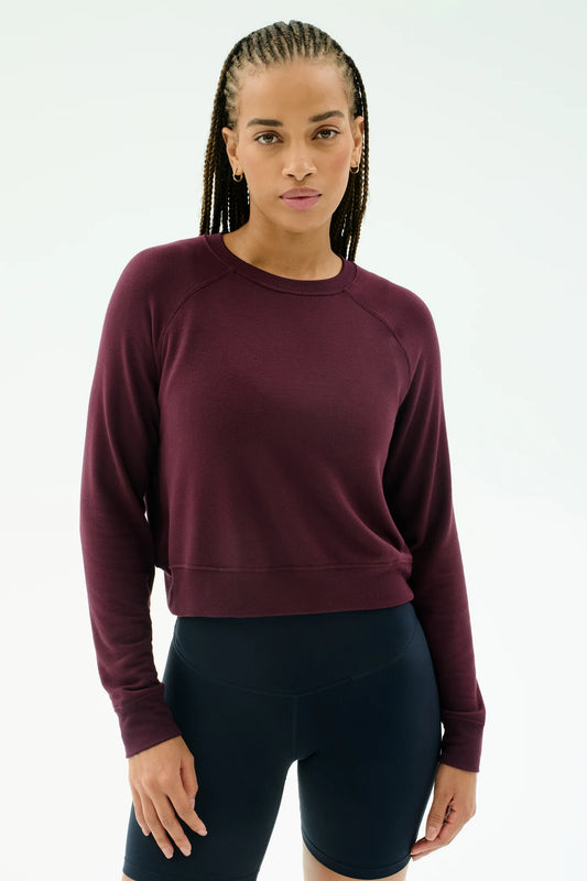 Brooks Fleece Long Sleeve Sweatshirt- dark cherry