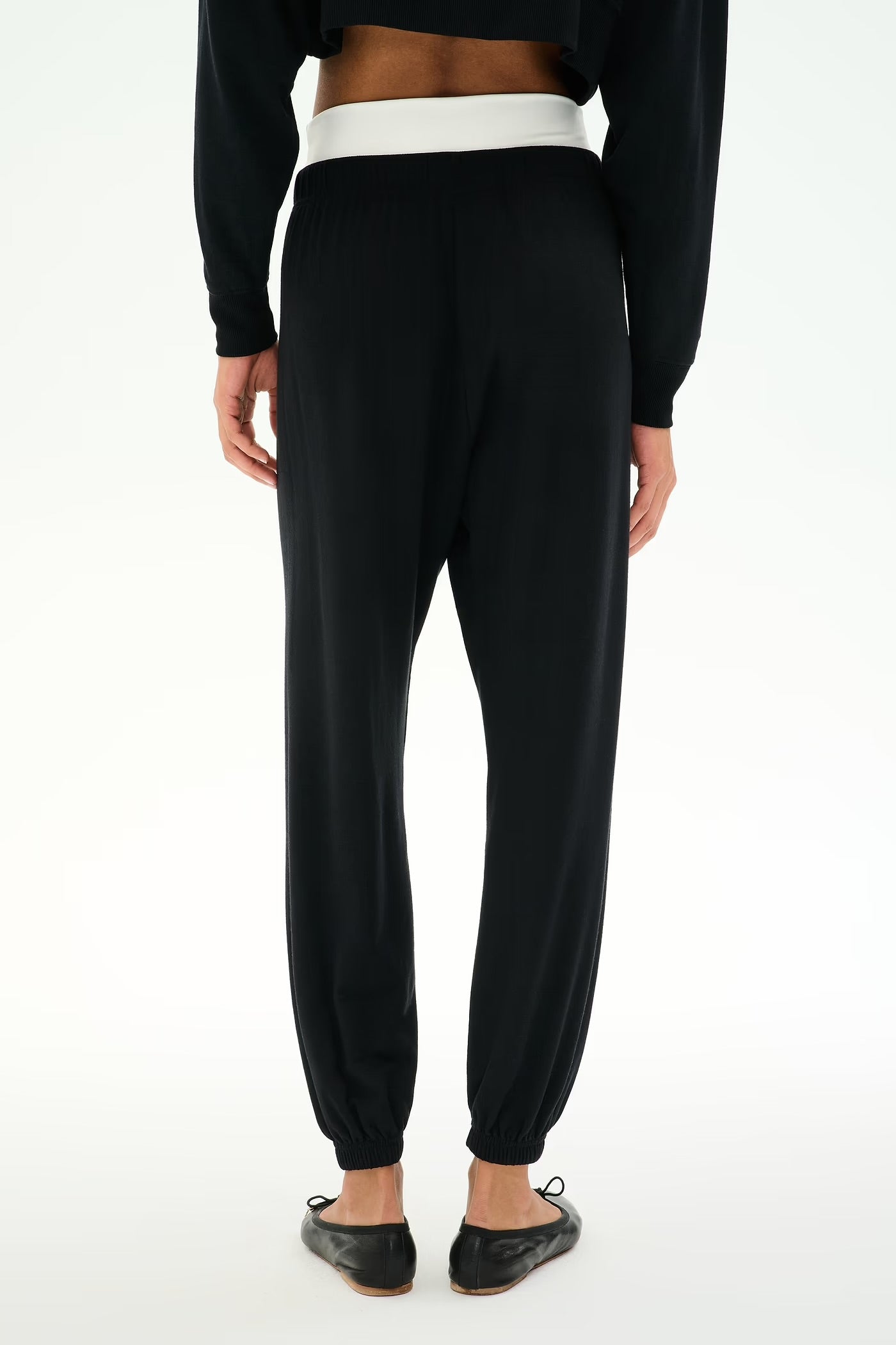Andie Dual Waist Sweatpant-black/white