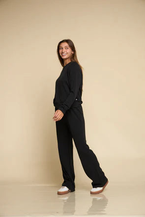 Later On - Wide Leg Pant- Black