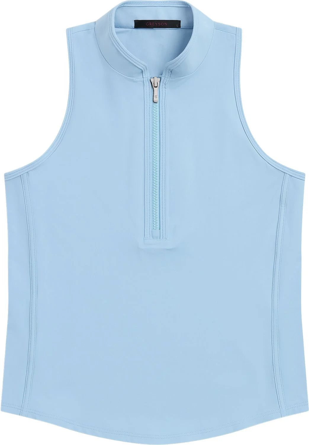 Sleeveless Vesta Mock Neck Top- wolf blue