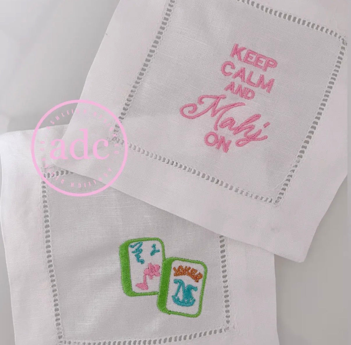 Keep Calm & Mahj on cocktail napkins