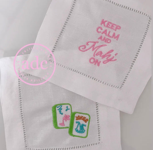 Keep Calm & Mahj on cocktail napkins