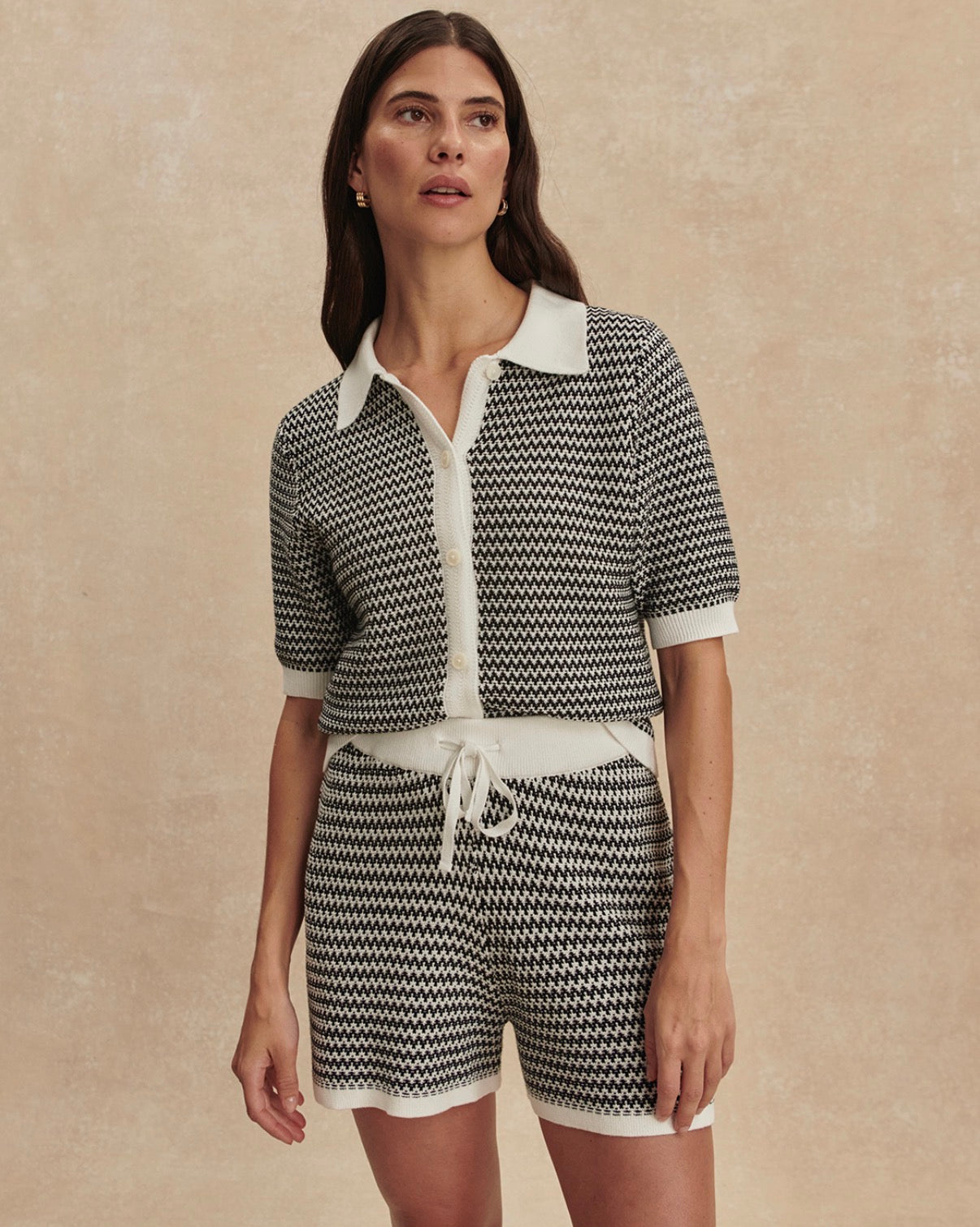 Gaelle Polo Knit Top