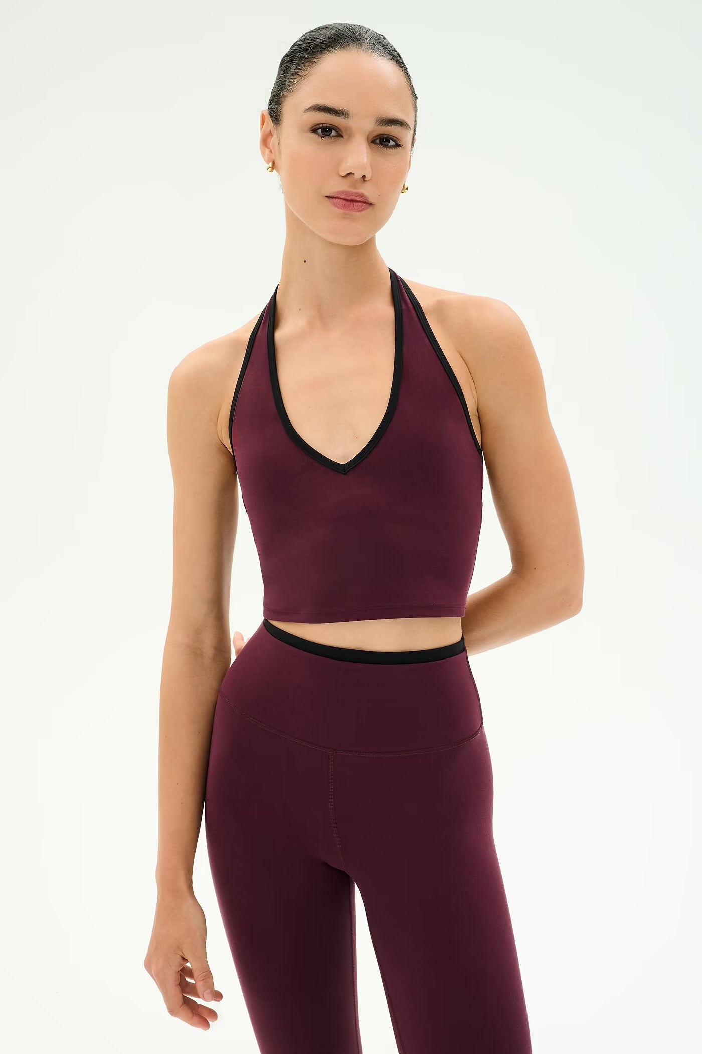 Rory Airweight halter bralette-dark cherry/black