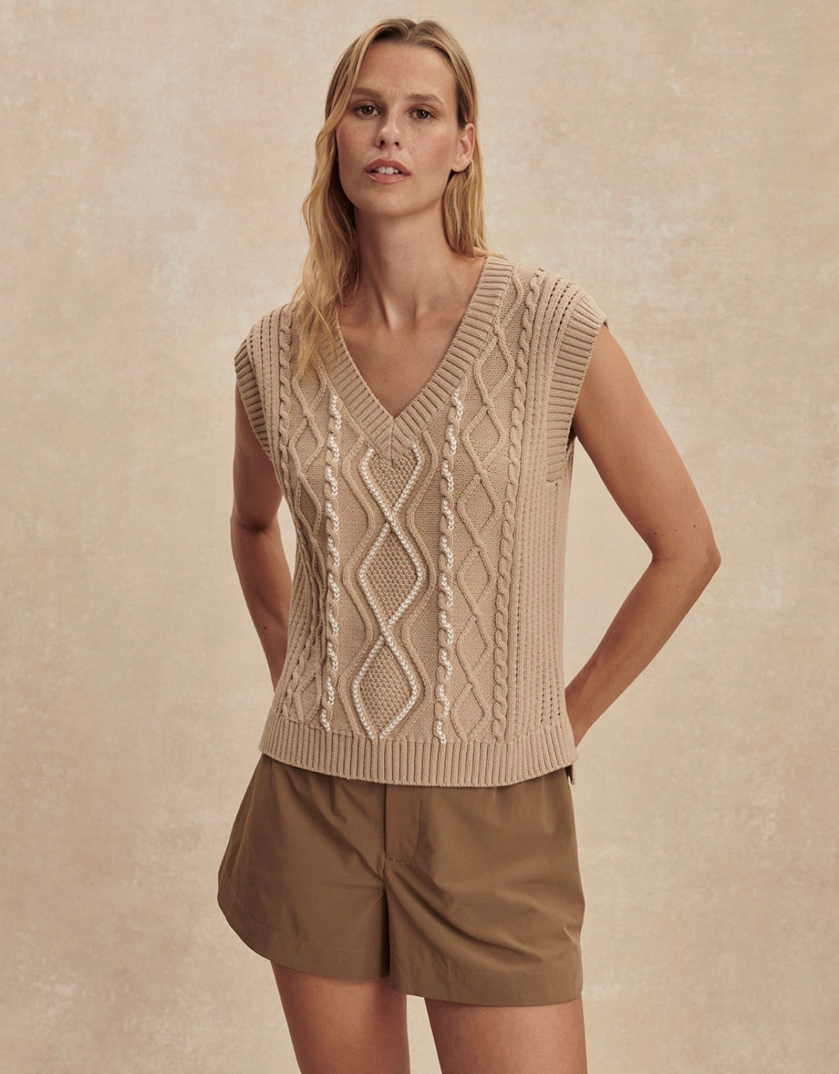 Benedetta Knit Top- light taupe