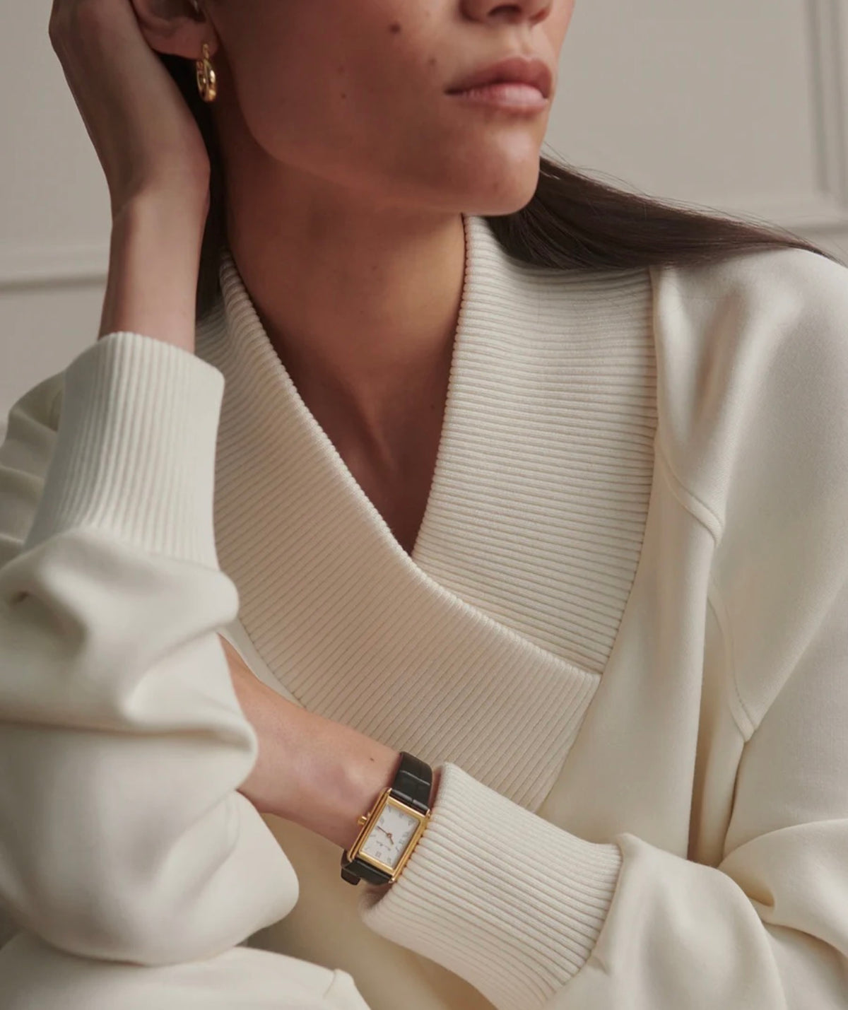 Macie Zip-Hem Sweater- Pristine