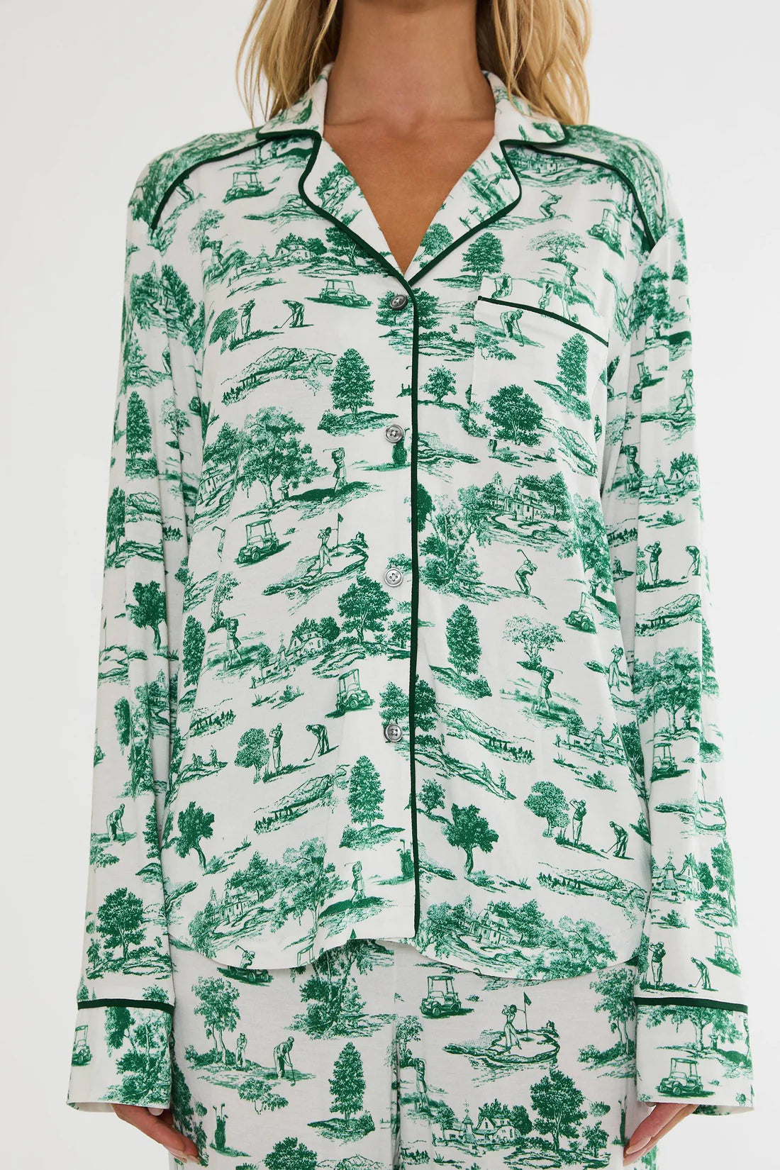 Livy Top & Connie Pant Set Green Fairway Toile