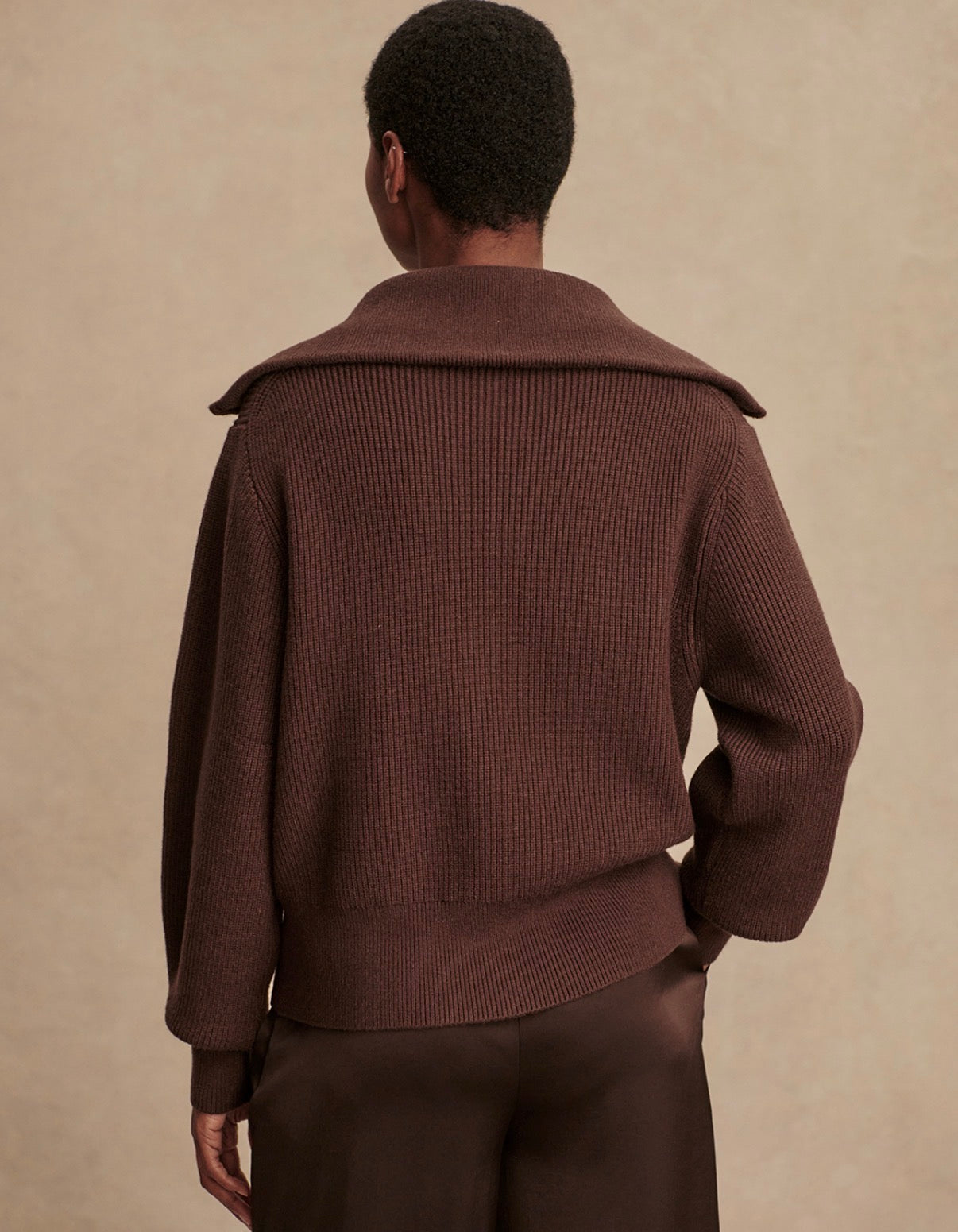 Enrico Zip-Through Knit Jacket-coffee bean