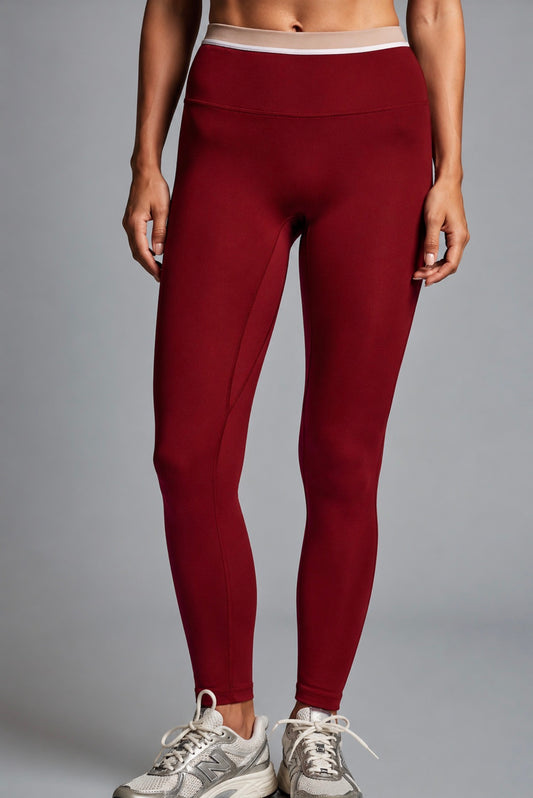 Sport Layered Legging-Maroon