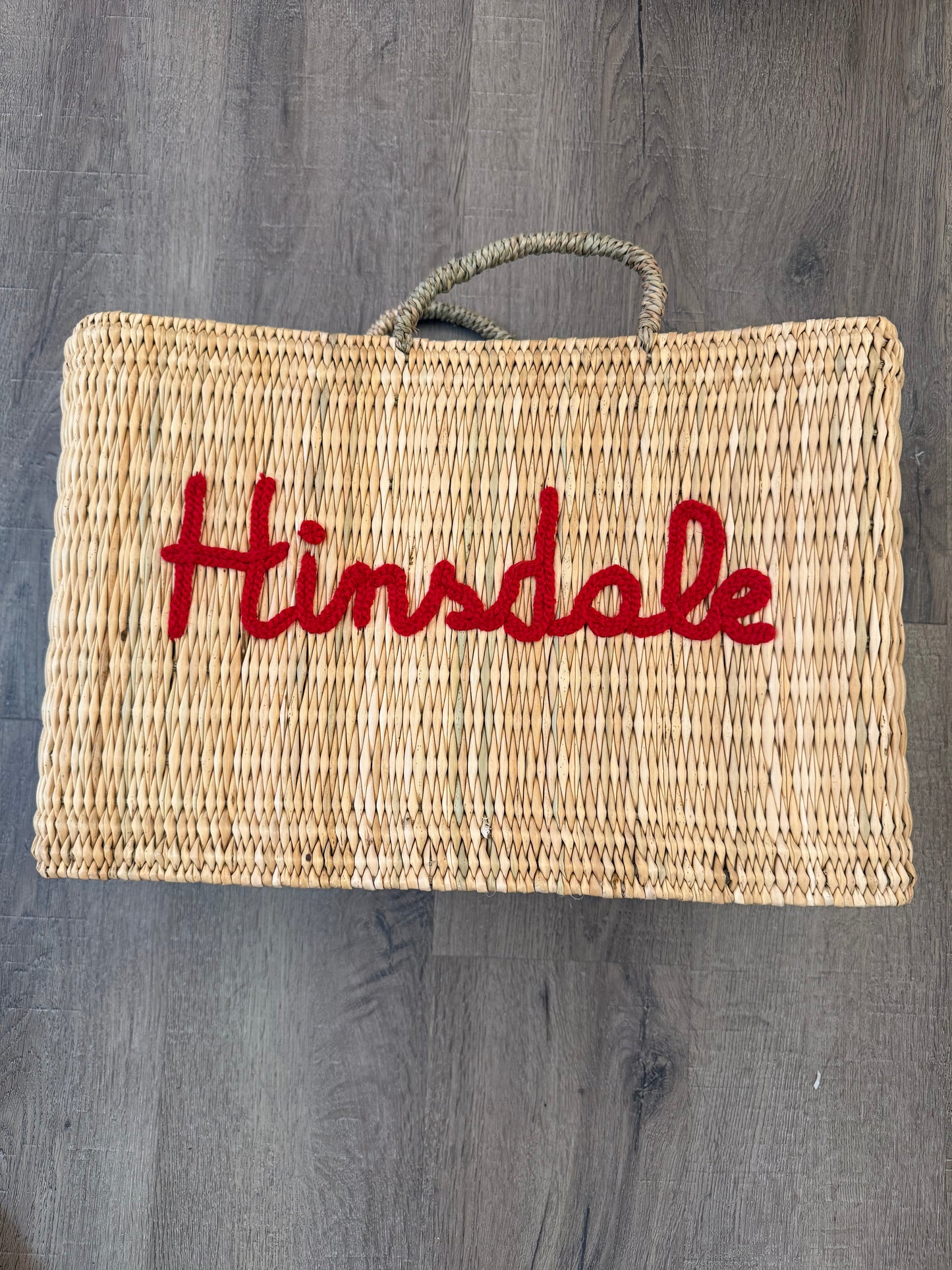 Embroidered "Hinsdale" Rattan Bag