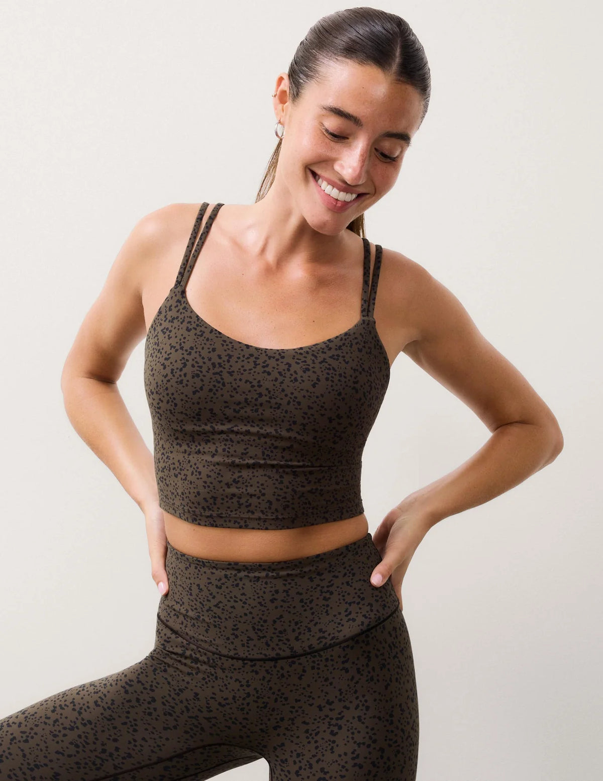 glowzone™ Strappy Cropped Tank-speckle dot