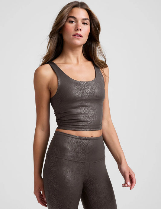 PowerShine Viper Print Cropped Tank- espresso viper