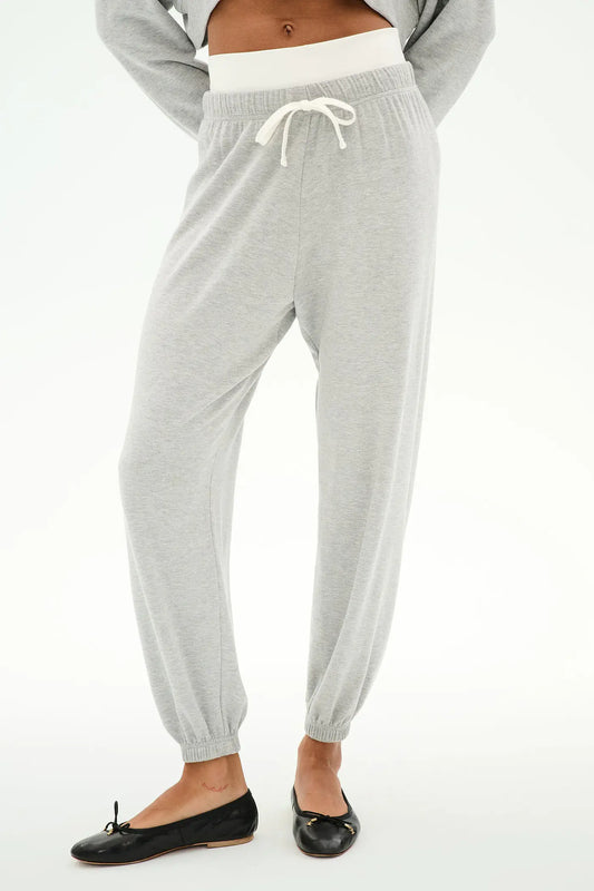 Andie Dual Waist Sweatpant-Heather grey