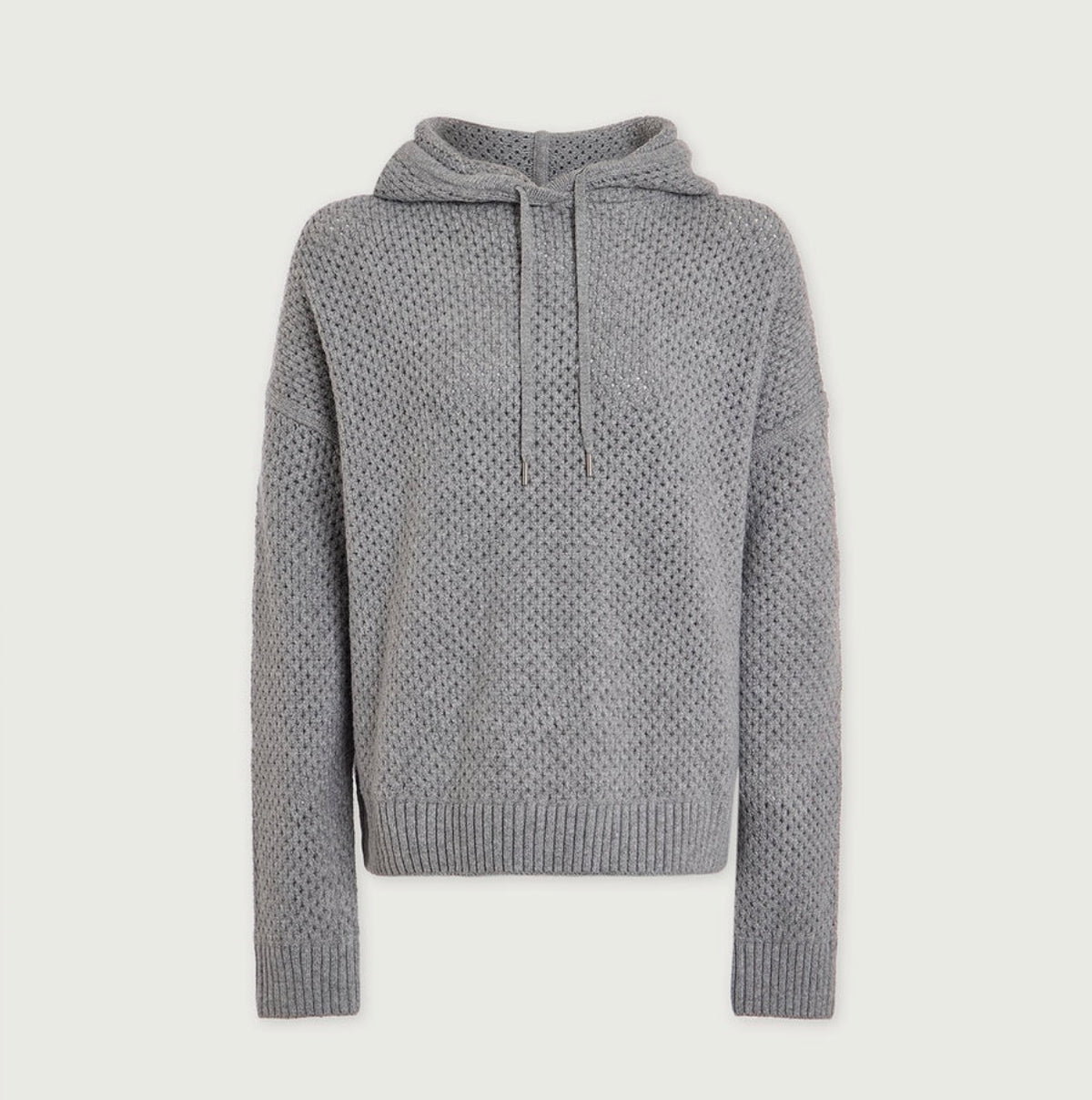 Melchie Relaxed Knit Hoodie- Grey Marl
